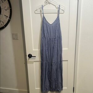 Old Navy XL Tall Blue Gingham Maxi Dress